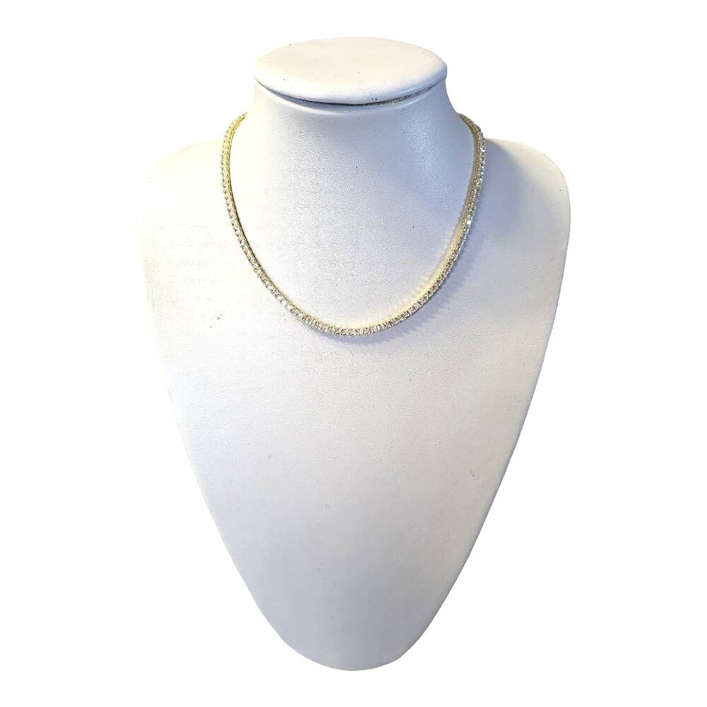 New Gold Tone Princess Cut 22cttw dew Tennis Necklace 18"